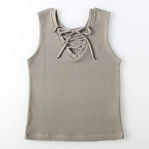 Amazon アルシーヴ ワッフル2wayレースアップタンクトップ Khaki 02 Tシャツ カットソー 通販
