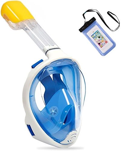Zeeshy Full Face Snorkel Mask, 180º Panoramic View Diving Scuba Mask Easy breath with Anti-Fog and Anti-Leak with Adjustable Head Straps Design for Adults,Youth,kids (BLUE-S/M)