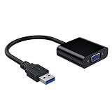 VicTsing USB 3.0 to VGA Adapter Converter, Multi-Monitor Adapter Male to Female Connector, Support Max Resolution 1080p 60Hz, for USB-Enabled PC Laptop Windows 10/8.1/8/7/XP (a-Black)