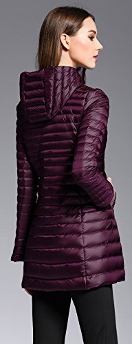 Elezay Women's Light Weight Down Jacket Hooded Coat Purple XS