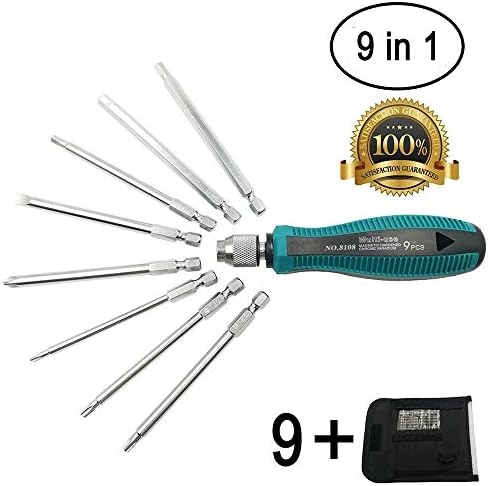 Screwdriver Set 9 in 1 Multi-use Phillips Slotted Flathead Hex Torx Head 8 Screwdriver Bits Craftsman Toolkit Repair Tool for Professional and Home use