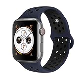 AdMaster Compatible with Apple Watch Bands 42mm 44mm,Soft Silicone Replacement Wristband Compatible with iWatch Series 1/2/3/4 -S/M Obsibian/Black