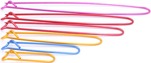 LeBeila Knitting Yarn Stitch Holders - Aluminum Sweaters Crochet Needle Stich Safety Pins 6 Sizes Knit Accessories Crafts Notions, Light and Secure Crocheting Tool Kit (12 Pieces, Colorful)