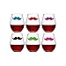 Cocktail/Wine Glass Markers Silicone Drink Markers Wine Charms with Beard Shape for Party Glass Identifiers (6 Count)