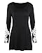 OUGES Women's Long Sleeve Lace Casual Loose Tunic Tops(Black,XL)