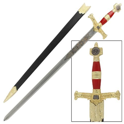 King Solomon Medieval Crusader Replica Longsword - Red - Image 3