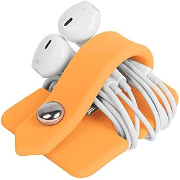 ELFRhino Silicone Earphone Organizer Earphone Wrap Winder Headphone Cord Organizer Wrap Winder Manager/Cable Winder(Orange, 1 Piece)