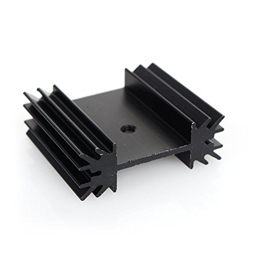 Easycargo To-220 Aluminium Heatsink 25x34x12mm,TO220 heat sink for cooling MOSFET SCR Power Voltage Regulator ICs (25mmx34mmx12mm) (Anodized Black 5-Pack)