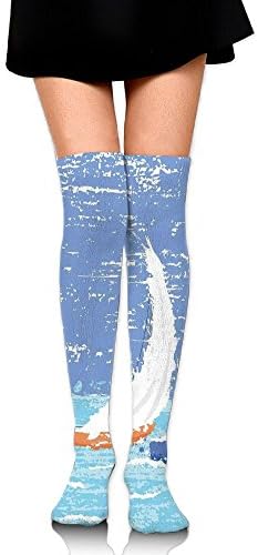 TRUSTINEEgyl Womens Grunge Style Illustration Of Two Racing Sailboats In A Windy Ocean College Style Long Socks