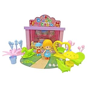Popsugar Mini Dream Home Cabin with Accessores Toy for Kids, Blue/Green