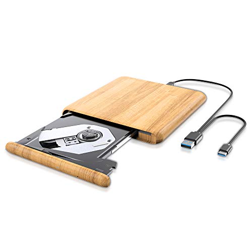 Updated External CD DVD Drive, USB 3.0 Type C Portable Ultra Thin Burner Player Writer Superdrive CD DVD RW, Compatible with Windows 10 8 7 XP Vista Mac OS System for Mac Pro Air iMac Laptop
