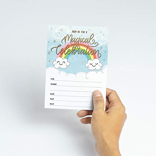25 Birthday Party Invitations and Envelopes for Boys or Girls, Magic Rainbow Party Invitations, Fill-in Style Birthday Invitations, Blank Birthday Invitations - Thumbnail 5