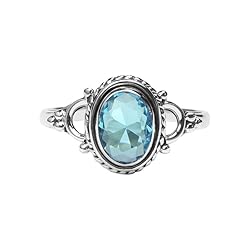 Blue Topaz Stone Ring, 925 Sterling Silver Ring