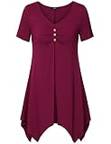 Jazzco Womens Short Sleeve Comfy A Line Handkerchief Hem Tunic Top