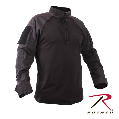 Rothco 1/4 Zip Combat Shirt, Black, Medium