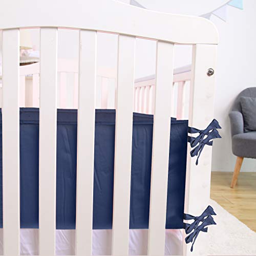 Baby Safe Crib Bumper Pads for Standard Cribs Machine Washable Padded Crib Liner Thick Padding for Nursery Bed Blue - Thumbnail 5