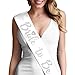 Bride Sash Silver - BRIDAL GRADE SATIN Silver Sparkle Glam Bride To Be Satin Sash - Bride Sash For the Wedding Shower - White Sash(GlmB2B SLV) Wht