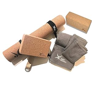 ARC fitness project CORK YOGA MAT with Yoga Strap, 72″ x 24″ x 4mm thick- NATURAL RUBBER, Non-Slip Eco Friendly, Antimicrobial, 100% Biodegradable. (Matching Yoga Towel Available!)