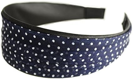 Navy and White Polka Dots Chic Pleated Hard Headband Headwrap Headwear Women