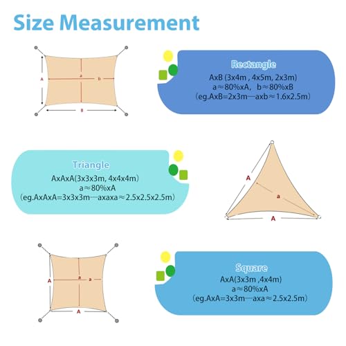 Rectangular Shade Sail, 4 x 5 m, 99% UV Protection, Waterproof, Quick Heat Dissipation, Resists High Tensile Forces, Shade Awning for Patio Outdoor Garden