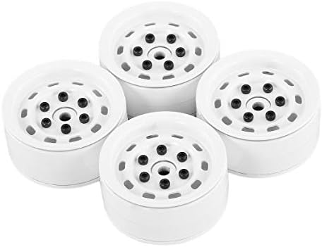 JohnJohnsen 4pcs AUSTAR AX-618 1.9inch RC Tires Beadlock Metal Wheels Hub Rim Set for Axial SCX10 RC4WD D90 1/10 RC Car RC Accessories(White)