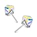 Hypoallergenic Sterling Silver Cube Stud Earrings with Aurora Boreali Crystals from Austria Valentines Day Gifts for Her Fine Jewelry Gifts for Women (Aurora Boreali)