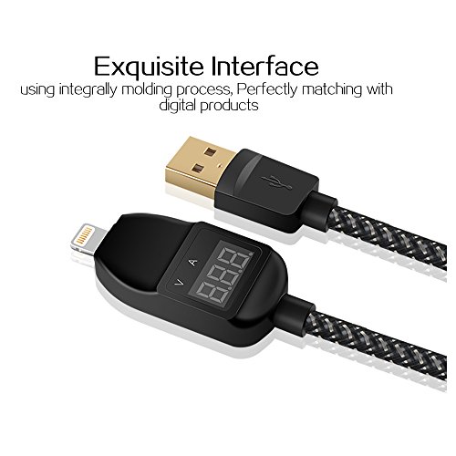 Kingsida Smart 1.2M Voltage Current LED Display Micro USB Sync Date Multi -functional Charging Cable for ios iDevices with Lightning Conector . (For ios)