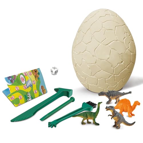 Dinosaur Egg Dig Kit Toys, DMG Large Fossil Excavation Set with 12 PCS 2.5 Inch Dinosaurs, Medical Grade Plaster & Eco Plastic Tools, Adventure Map Board Game for Kids Archaeology Play