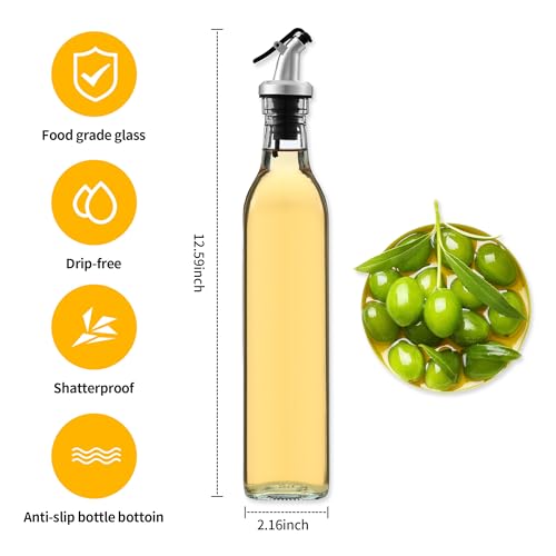 HAOYULUO Set of 2 Oil Bottles, 500 ml Olive Oil Spout, Oil Dispenser with Funnel, Suitable for Kitchen, BBQ and Other Outdoor Picnic Activities
