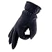 OZERO Deerskin Suede Leather Palm and Polar Fleece Back with Heatlok Insulated Cotton Layer Thermal Gloves, Large - Grey-Black