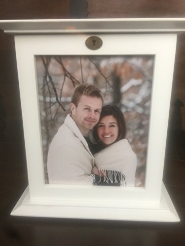 White Wedding Card Box with CARDS Engraved Plate Included - Thumbnail 4