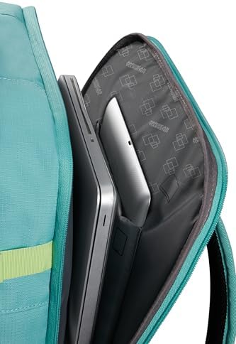 Take2Cabin - Borsa da cabina EasyJet 36 x 20 x 45 cm, 38 L, 0,70 kg, Bagaglio a mano, Zaino aereo M Underseat, Turchese/Verde (Dusty Turquoise/Lime)