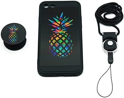 iPhone 8 Case, iPhone 7 Case, Heavy Duty Full Protective Cover With Expanding Stand Phone Grip Mount Sockets For Apple iPhone 8 7 - Free Detachable Long Lanyard Neck Strap (Pineapple)