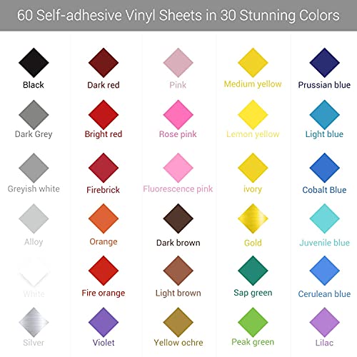 Ohuhu Permanent Vinyl Sheets for Cricut 70 Packs Craft Adhesive Vinyl