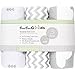 BaeBae Goods Premium Bassinet Fitted Sheet Set - 4 Pack 100% Jersey Knit - Grey and White - Chevron Pattern - Standard Size Oval or Halo Bassinet Pads