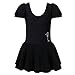 BHL Kids Girls Dance Leotard 3-14 Years Ruffle Sleeve (5-6, Black)