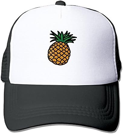 HUMRN BADE Men's Cartoon Fresh Fruit Pineapple Basketball Breathable Pratical Mesh Sport Hat Black