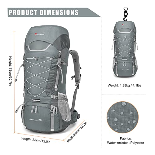 Mountaintop 70L/75L Internal Frame Hiking Backpack (75LGray) Pricepulse