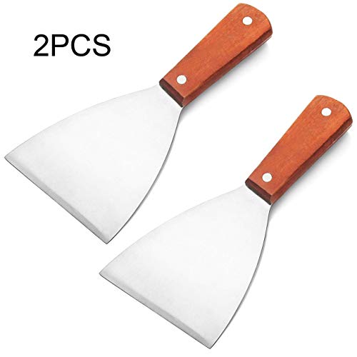 Acronde 2PCS Stainless Steel Slant Grill Griddle Spatula Scraper Diner Flat Straight Blade - Thumbnail 6