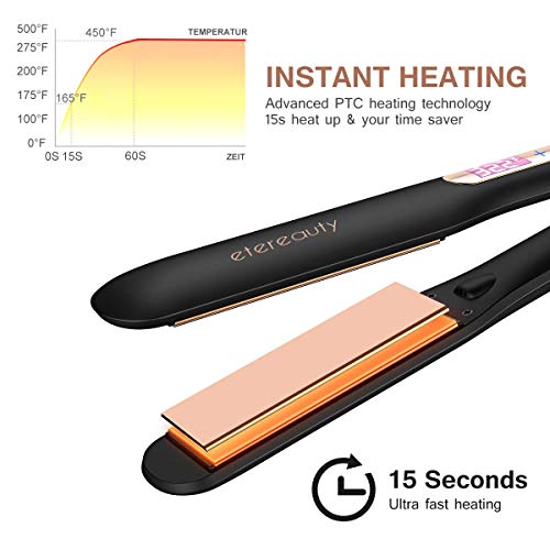 Hair Straightener, Professional Flat Iron with 1.37 Inch Wide Titanium Plates Touch Screen LCD Display Adjustable Temp|Heats Up Fast for All Hair Types | Best Birthday Gift with Bag for Women Girl Her