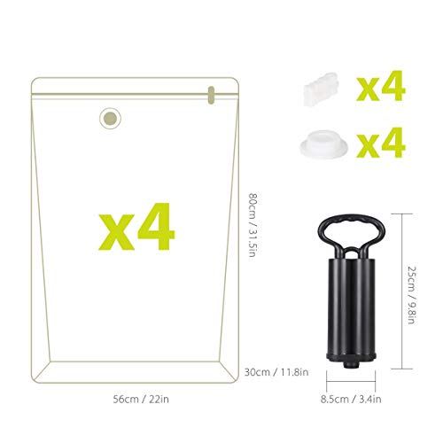 VICOODA Space Saver Vacuum Bags, Vacuum Seal Storage Bags for Clothes & Comforters, Double Zip Seal, Travel Hand Pump Included, 4 Pack