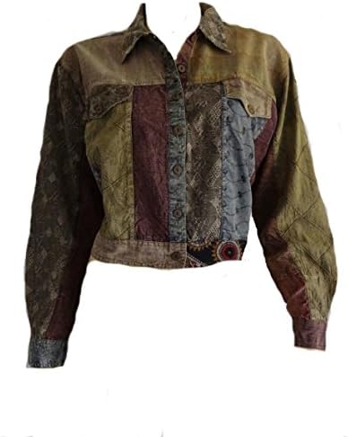 Sacred Threads Cotton Funky Patch Mixed Media Top Jacket Small