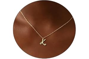 CAROVO Initial Necklaces for Women, Dainty 14K Gold/Silver Letter Pendant Necklace Trendy Simple Cute Necklaces Monogram Name Choker Necklace Jewelry Gift