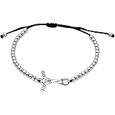 Sportybella Ice Hockey Bracelet, Silver Beaded Adjustable Hockey Jewelry Gifts for Women and Teens Gift for Hockey Players