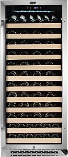Whynter BWR-1002SDa 100 Bottle Built-in Stainless Steel Compressor Wine Refrigerator Rack and LED Display, Silver-100, Silver