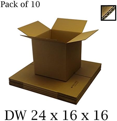 10 x Double Wall Brown Cardboard Boxes Packaging Postal, Mailing & Storage Strong Containers Flat Packed Corrugated Cartons House Moving / Removals – All Sizes Available (24" x 16" x 16" / 610 x 406 x 406mm)