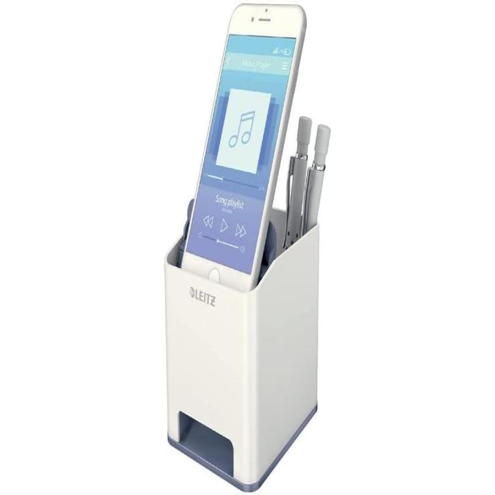 Leitz 53631001 Sound pencil case sound amplification function, WOW, White/Grey