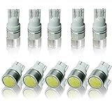 194 168 T10 COB W5W LED Bulb Non-Polarity Extremely Bright for Side Marker Turn Signal Blinker Map Door Parking iLights, 12V, White (Pack of 10pcs)