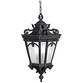 Kichler Tournai 99" 3 Light Outdoor Pendant Light with Clear Seeded Glass in Textured Black