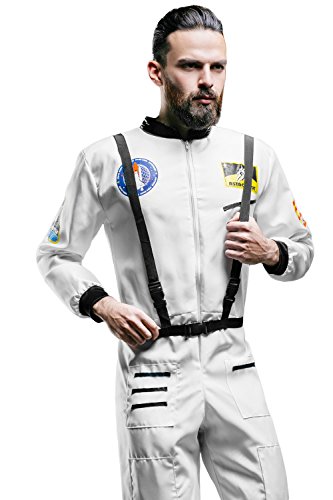 Adult Men Astronaut Halloween Costume NASA Spaceship Pilot Dress Up & Role Play
